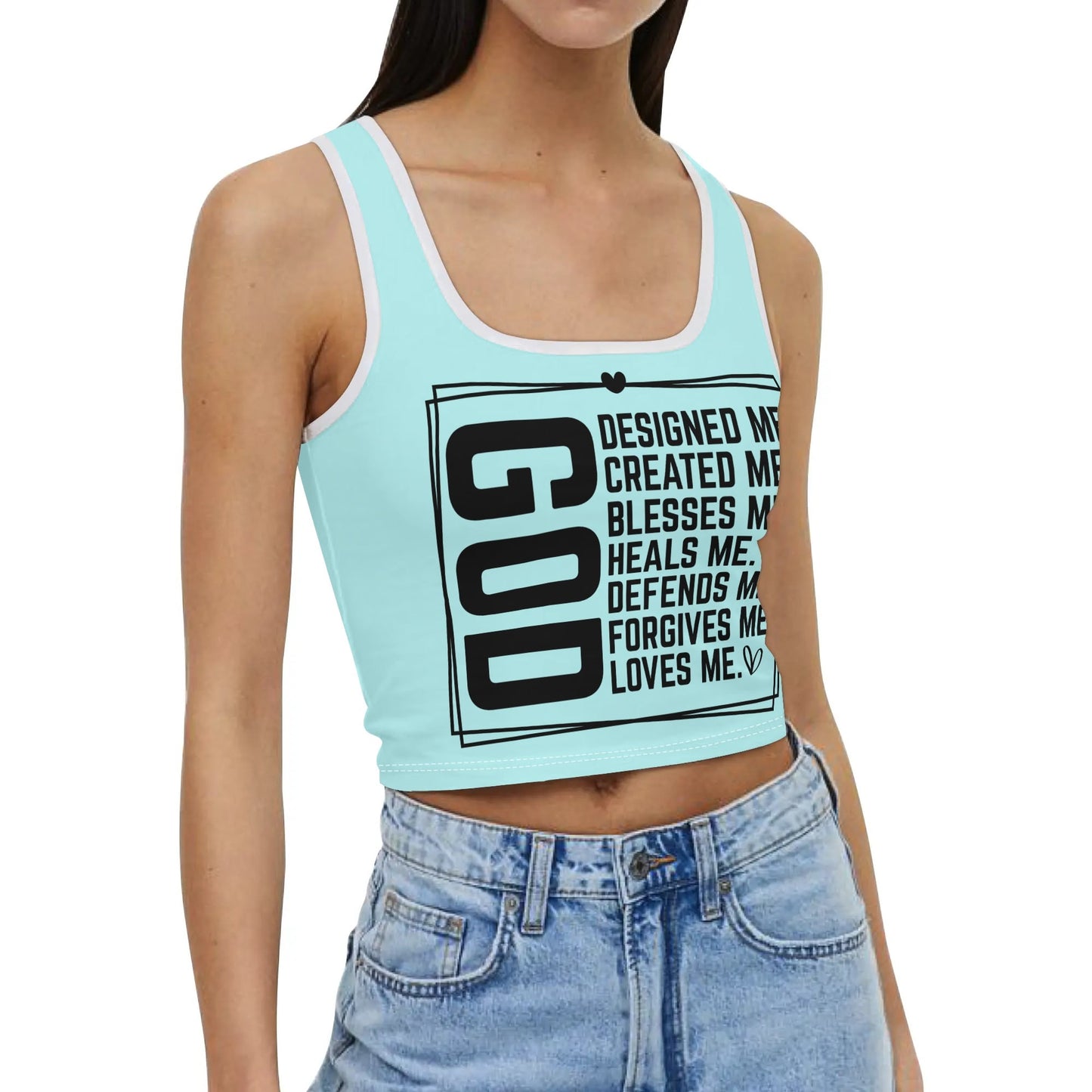 God Loves Me - Womens Summer Stretch Crop Tank Top