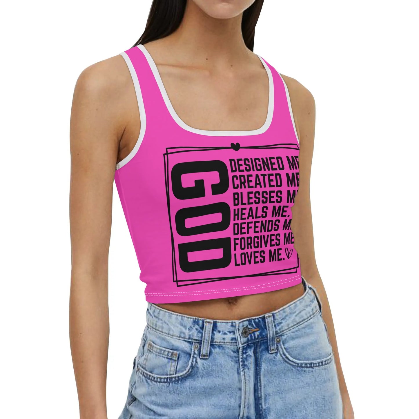 God Loves Me - Womens Summer Stretch Crop Tank Top