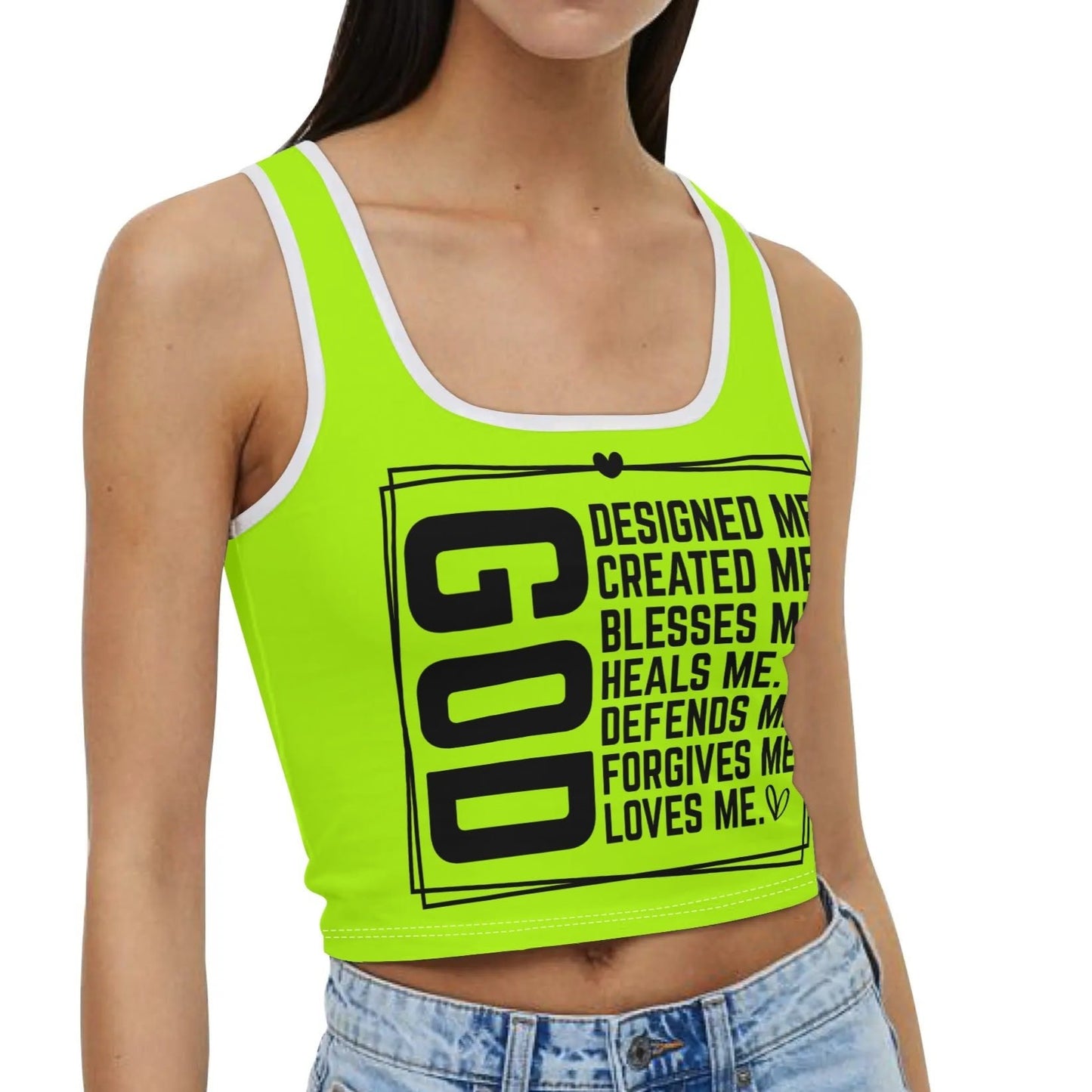 God Loves Me - Womens Summer Stretch Crop Tank Top