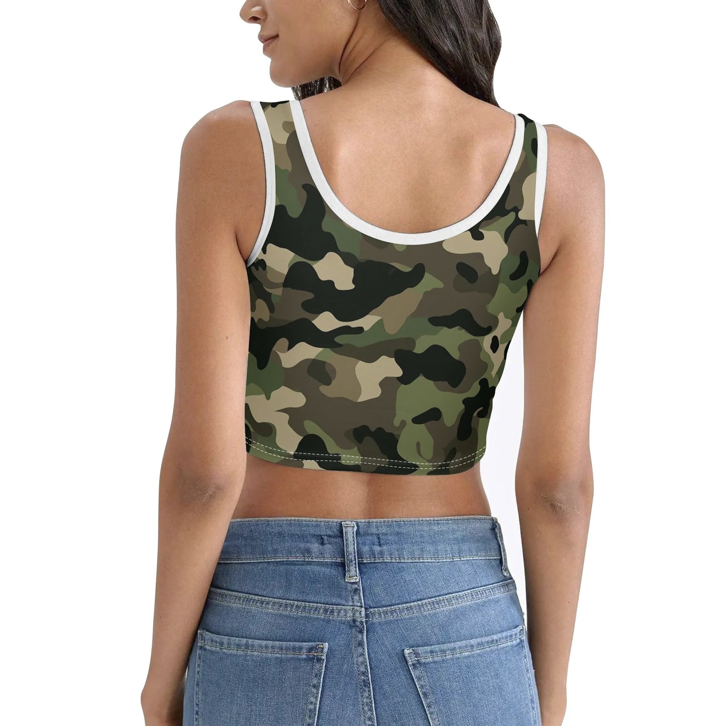 God Loves Me - Camo Back - Womens Summer Stretch Crop Tank Top