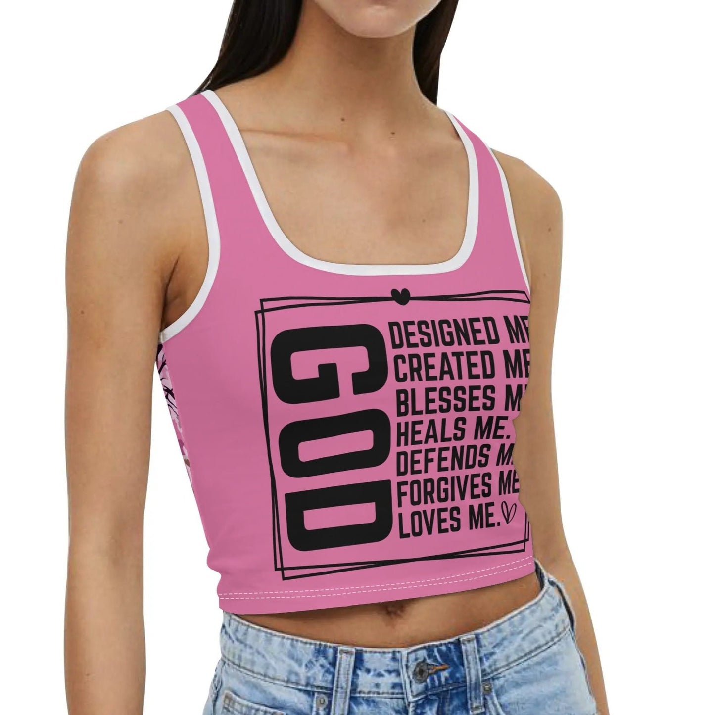 God Loves Me - Camo Back - Womens Summer Stretch Crop Tank Top