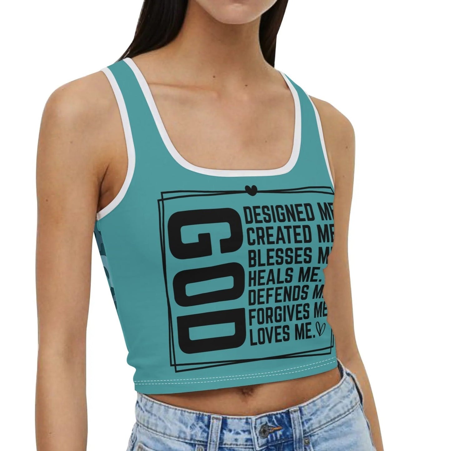 God Loves Me - Camo Back - Womens Summer Stretch Crop Tank Top