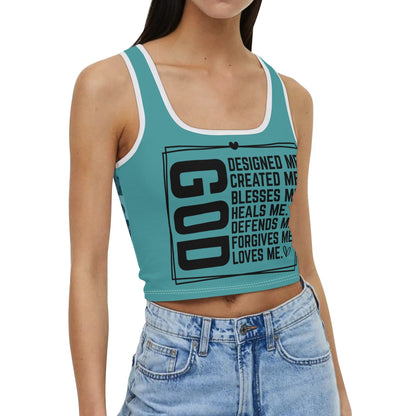 God Loves Me - Camo Back - Womens Summer Stretch Crop Tank Top