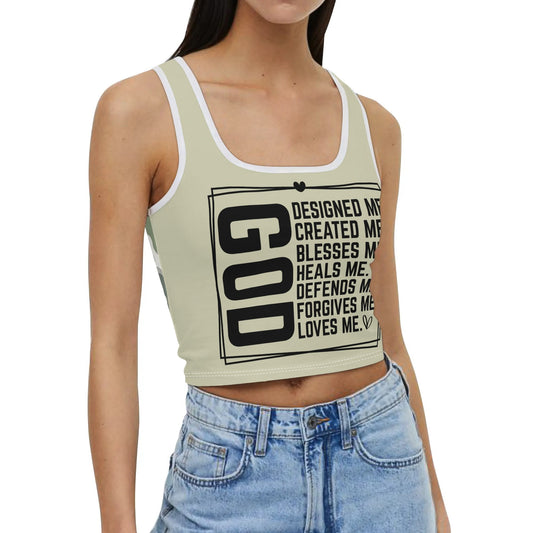 God Loves Me - Camo Back - Womens Summer Stretch Crop Tank Top