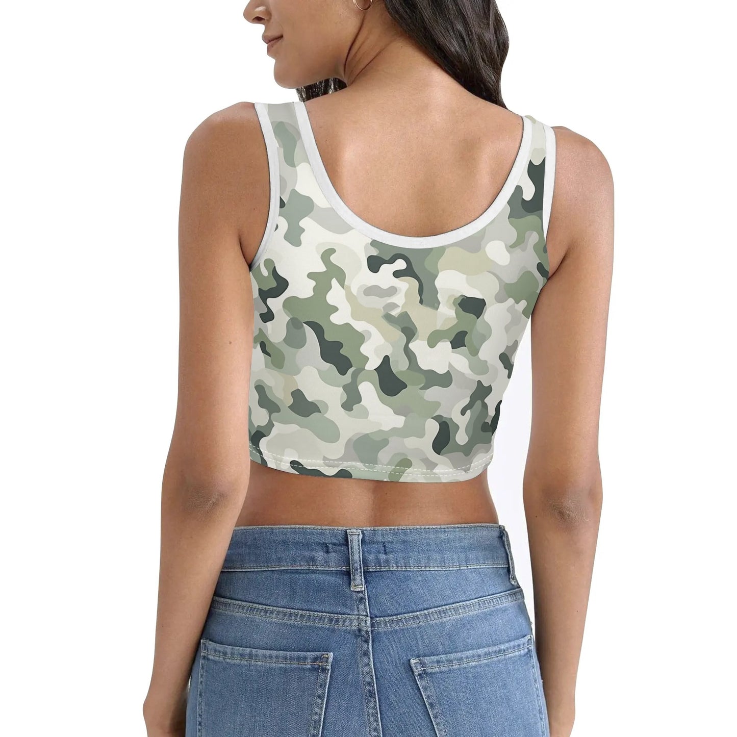 God Loves Me - Camo Back - Womens Summer Stretch Crop Tank Top