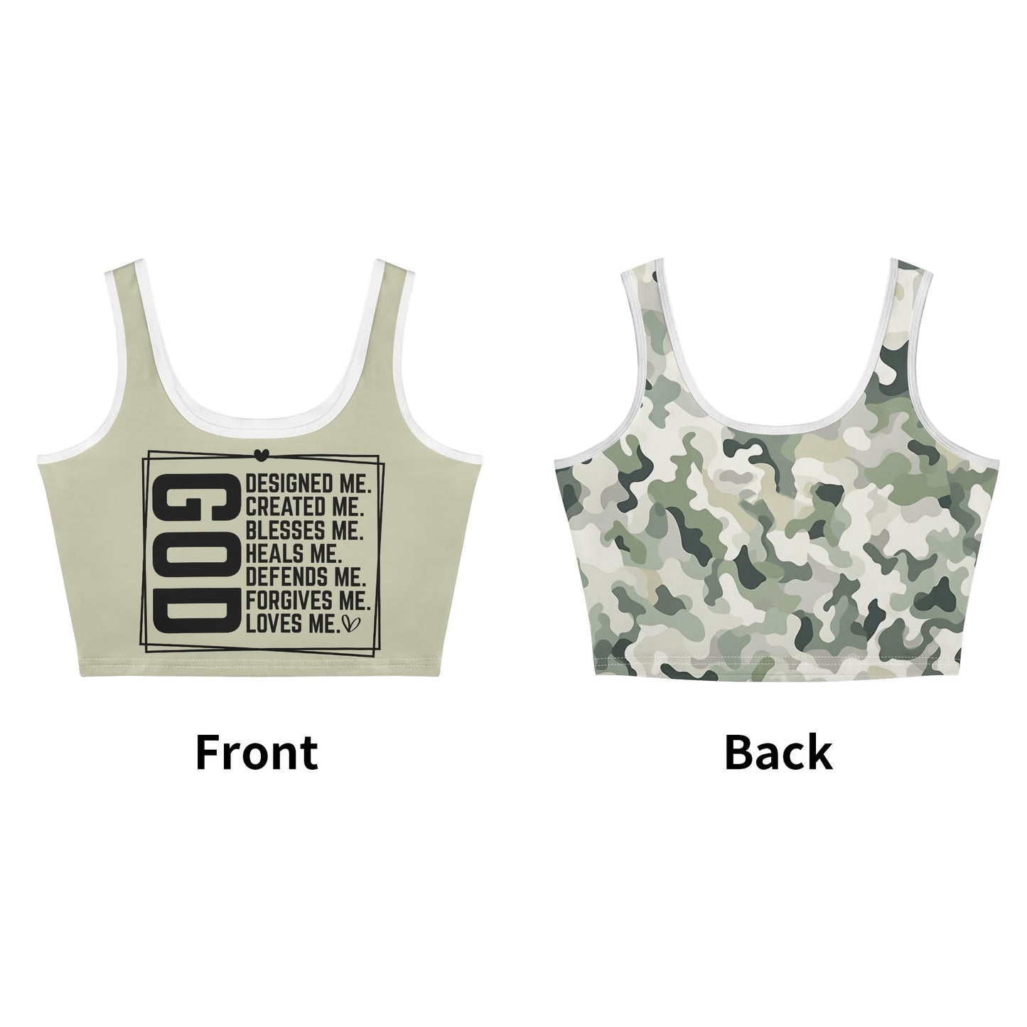 God Loves Me - Camo Back - Womens Summer Stretch Crop Tank Top