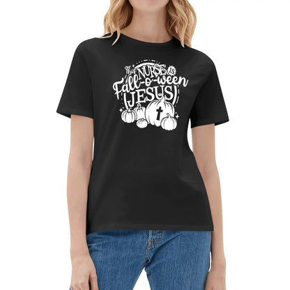 This Nurse FALL-o-ween Jesus - Womens Super Soft 100% Cotton T-Shirt