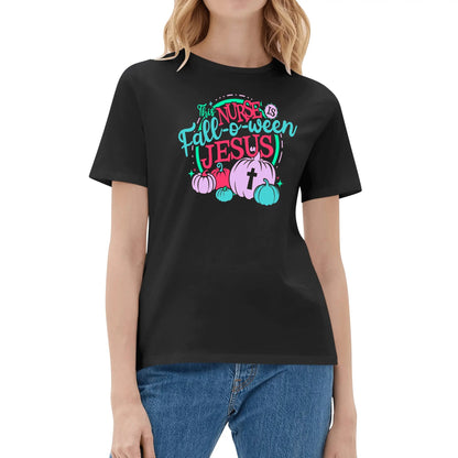 This Nurse FALL-o-ween Jesus - Womens Super Soft 100% Cotton T-Shirt