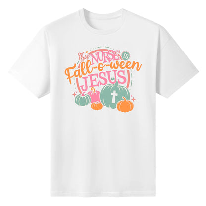 This Nurse FALL-o-ween Jesus - Womens Super Soft 100% Cotton T-Shirt