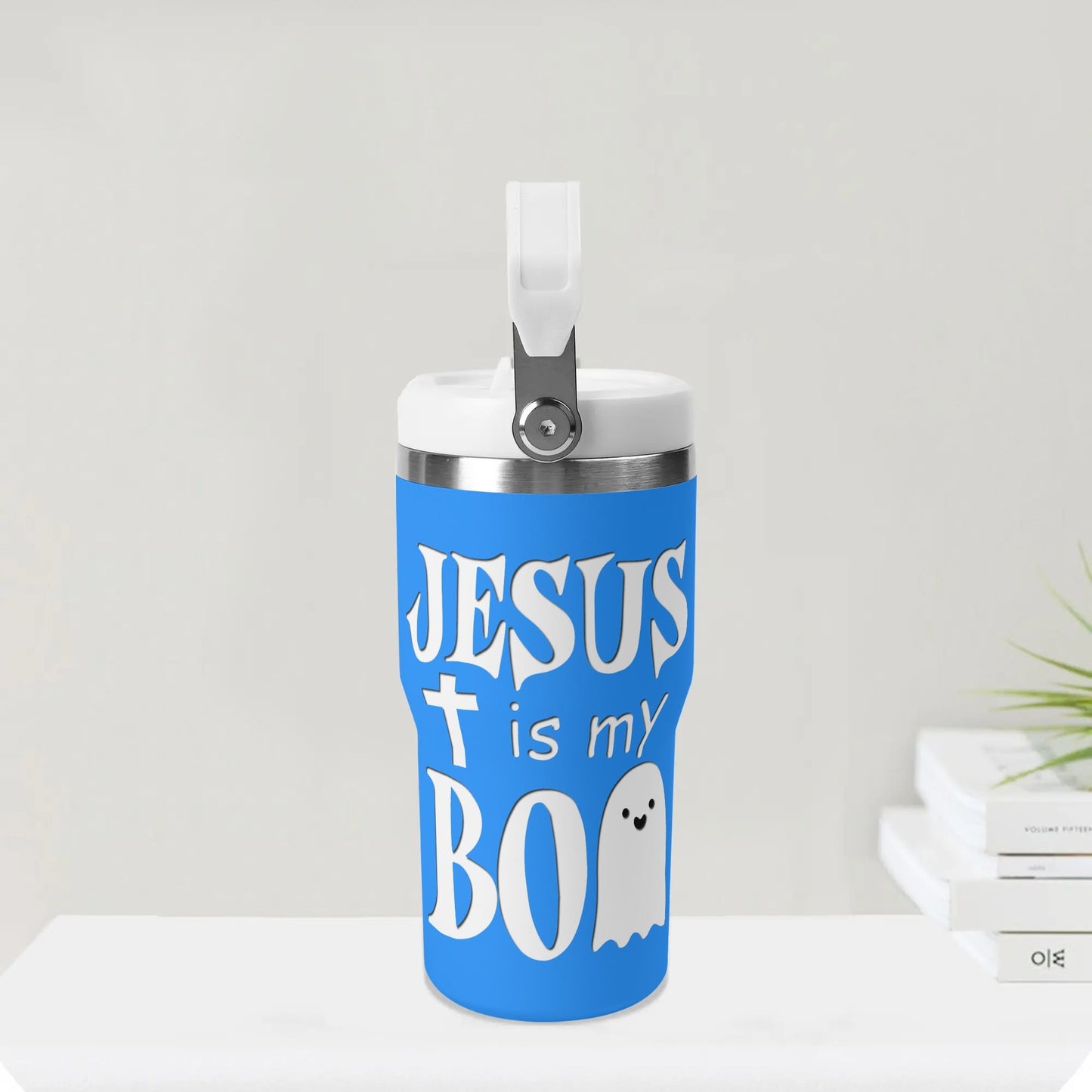 Jesus Is My Boo - 20oz Stainless Steel Water Bottle Coffee Mug Tumblers for Vehicle Cup Holders - Dishwasher Safe!