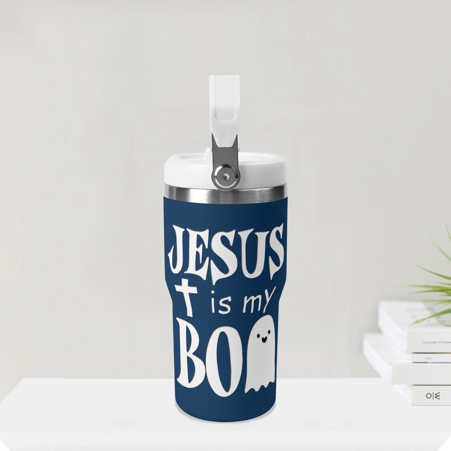 Jesus Is My Boo - 20oz Stainless Steel Water Bottle Coffee Mug Tumblers for Vehicle Cup Holders - Dishwasher Safe!