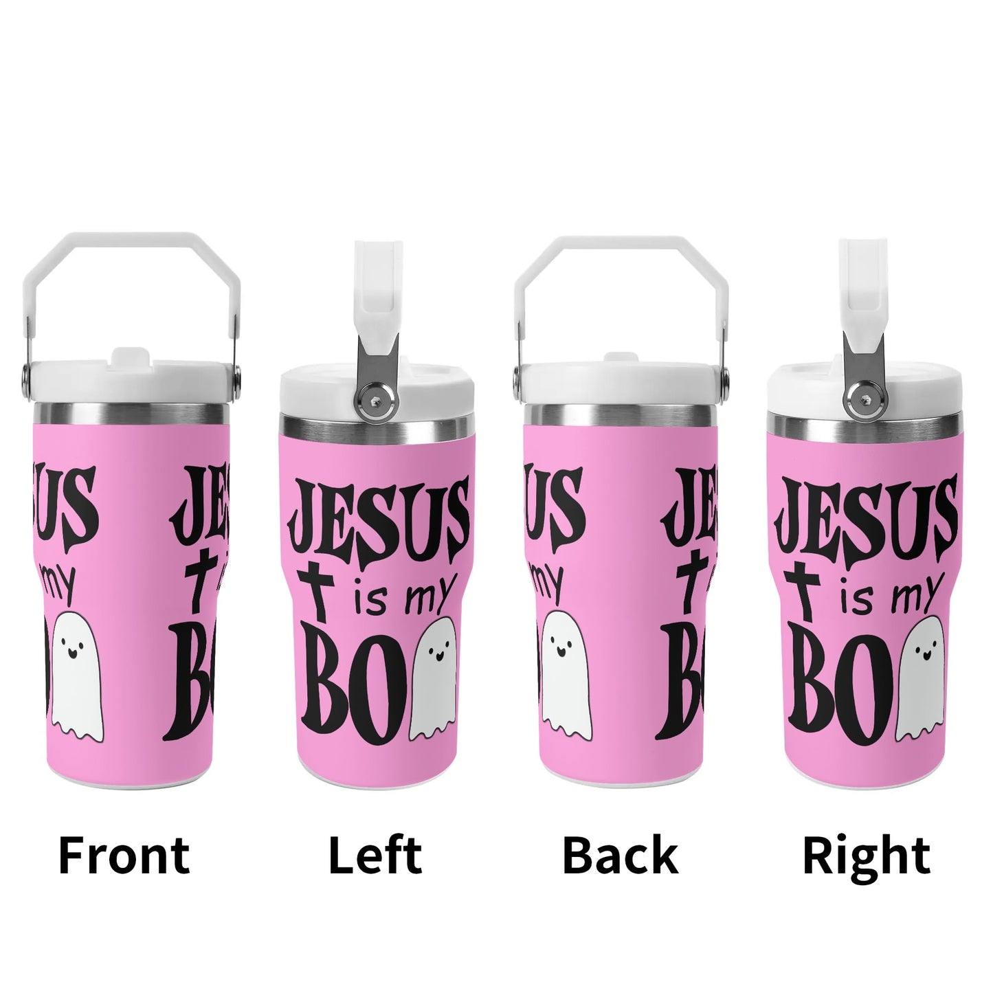 Jesus Is My Boo - 20oz Stainless Steel Water Bottle Coffee Mug Tumblers for Vehicle Cup Holders - Dishwasher Safe!