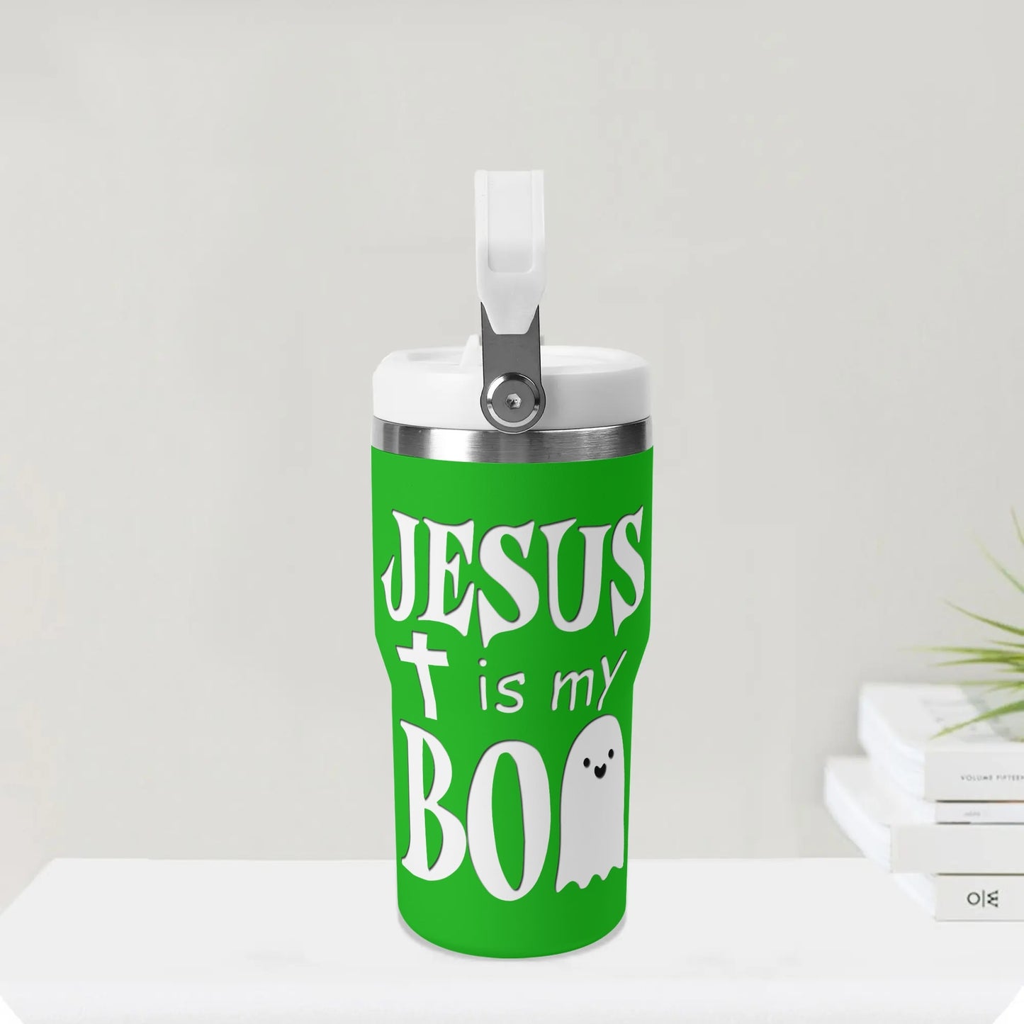 Jesus Is My Boo - 20oz Stainless Steel Water Bottle Coffee Mug Tumblers for Vehicle Cup Holders - Dishwasher Safe!