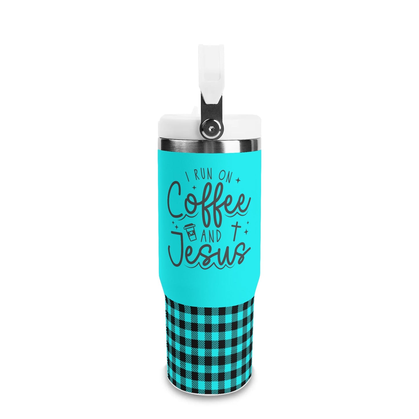 I Run On Coffee And Jesus - 30oz Stainless Steel Tumblers Coffee Cup Suitable for Vehicle Cup Holders - Dishwasher Safe