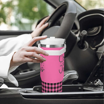 I Run On Coffee And Jesus - 30oz Stainless Steel Tumblers Coffee Cup Suitable for Vehicle Cup Holders - Dishwasher Safe