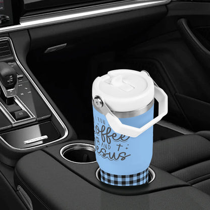 I Run On Coffee And Jesus - 30oz Stainless Steel Tumblers Coffee Cup Suitable for Vehicle Cup Holders - Dishwasher Safe