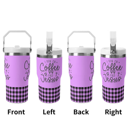 I Run On Coffee & Jesus - 20oz Stainless Steel Water Bottle Coffee Mug Tumblers for Vehicle Cup Holders - Dishwasher Safe!