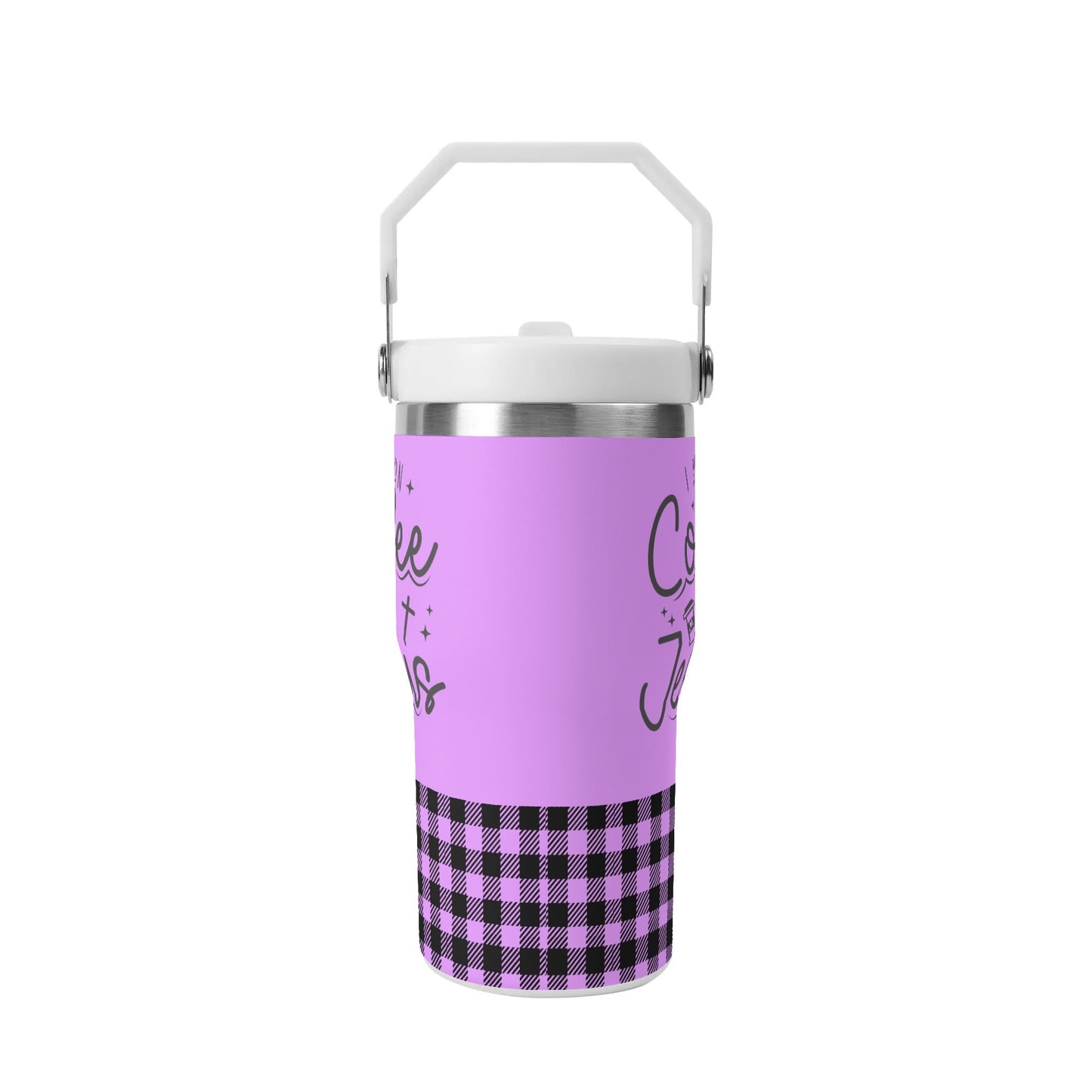 I Run On Coffee & Jesus - 20oz Stainless Steel Water Bottle Coffee Mug Tumblers for Vehicle Cup Holders - Dishwasher Safe!