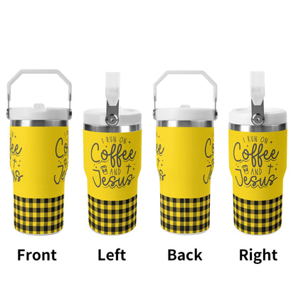 I Run On Coffee & Jesus - 20oz Stainless Steel Water Bottle Coffee Mug Tumblers for Vehicle Cup Holders - Dishwasher Safe!