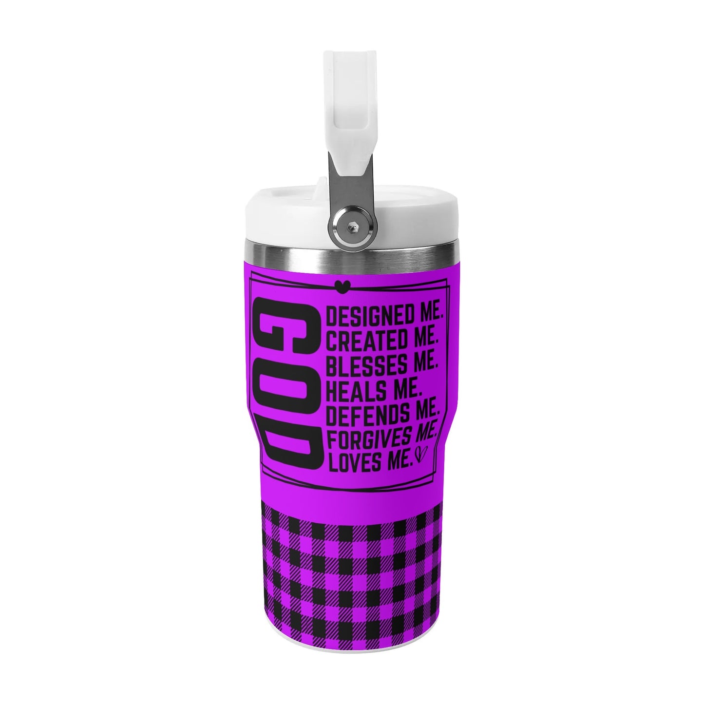 God Loves Me - 20oz Stainless Steel Water Bottle Coffee Mug Tumblers for Vehicle Cup Holders - Dishwasher Safe!