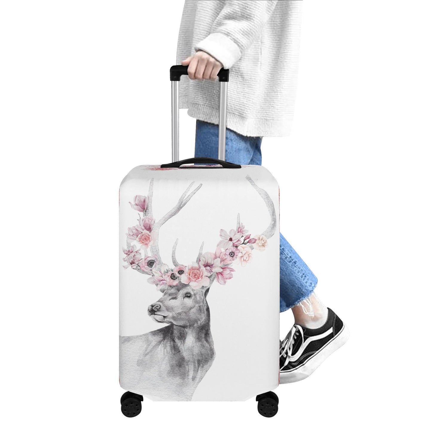 Floral Elk - Polyester Luggage Cover