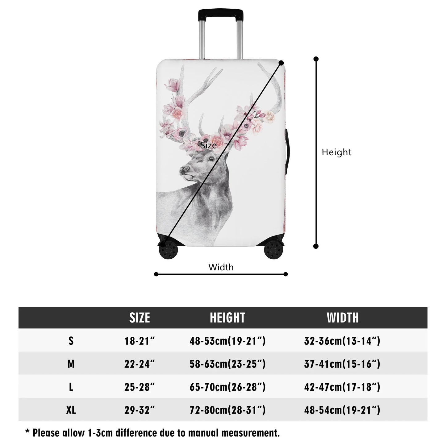 Floral Elk - Polyester Luggage Cover