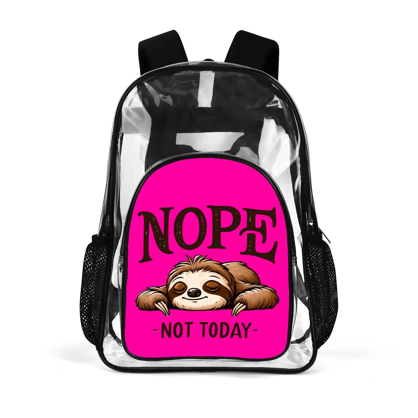 Nope Not Today - Stadium Approved Clear Backpack, Heavy Duty PVC Design for College, Work & Travel, with Adjustable Straps & Quick Security Check