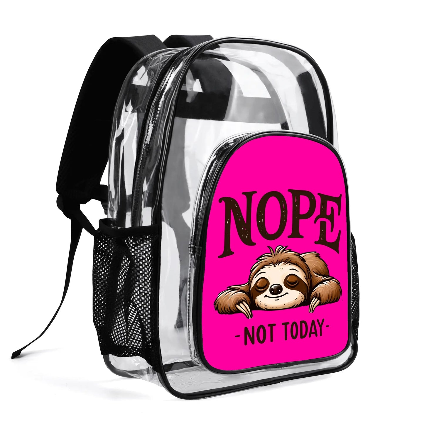 Nope Not Today - Stadium Approved Clear Backpack, Heavy Duty PVC Design for College, Work & Travel, with Adjustable Straps & Quick Security Check