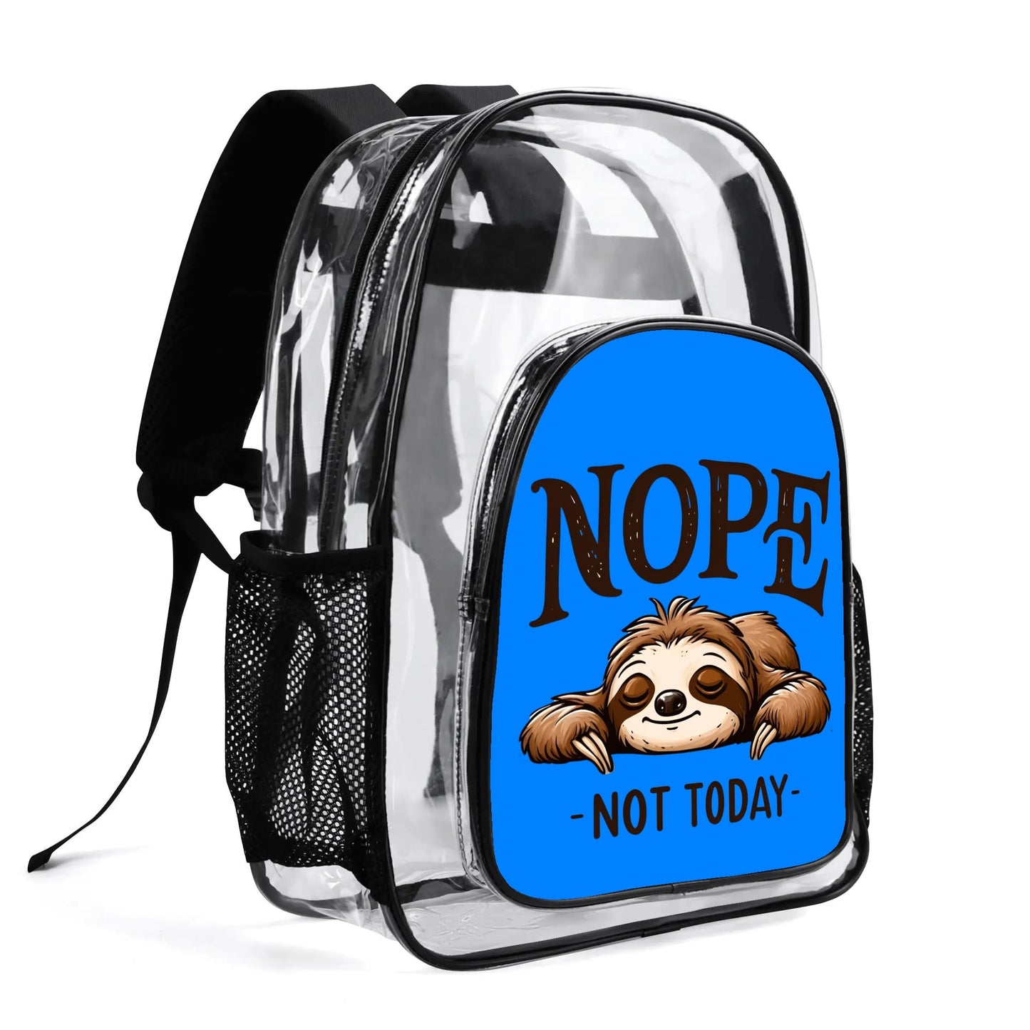 Nope Not Today - Stadium Approved Clear Backpack, Heavy Duty PVC Design for College, Work & Travel, with Adjustable Straps & Quick Security Check