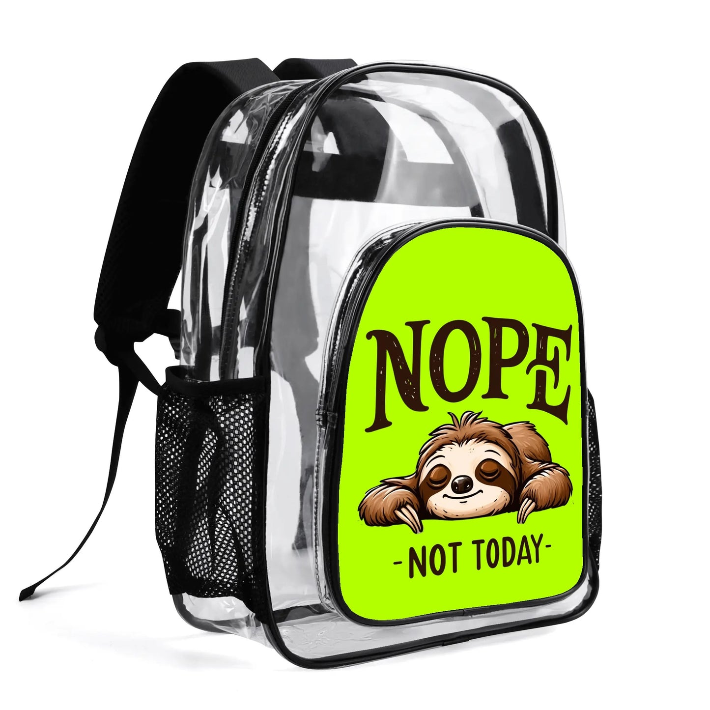 Nope Not Today - Stadium Approved Clear Backpack, Heavy Duty PVC Design for College, Work & Travel, with Adjustable Straps & Quick Security Check