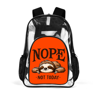 Nope Not Today - Stadium Approved Clear Backpack, Heavy Duty PVC Design for College, Work & Travel, with Adjustable Straps & Quick Security Check