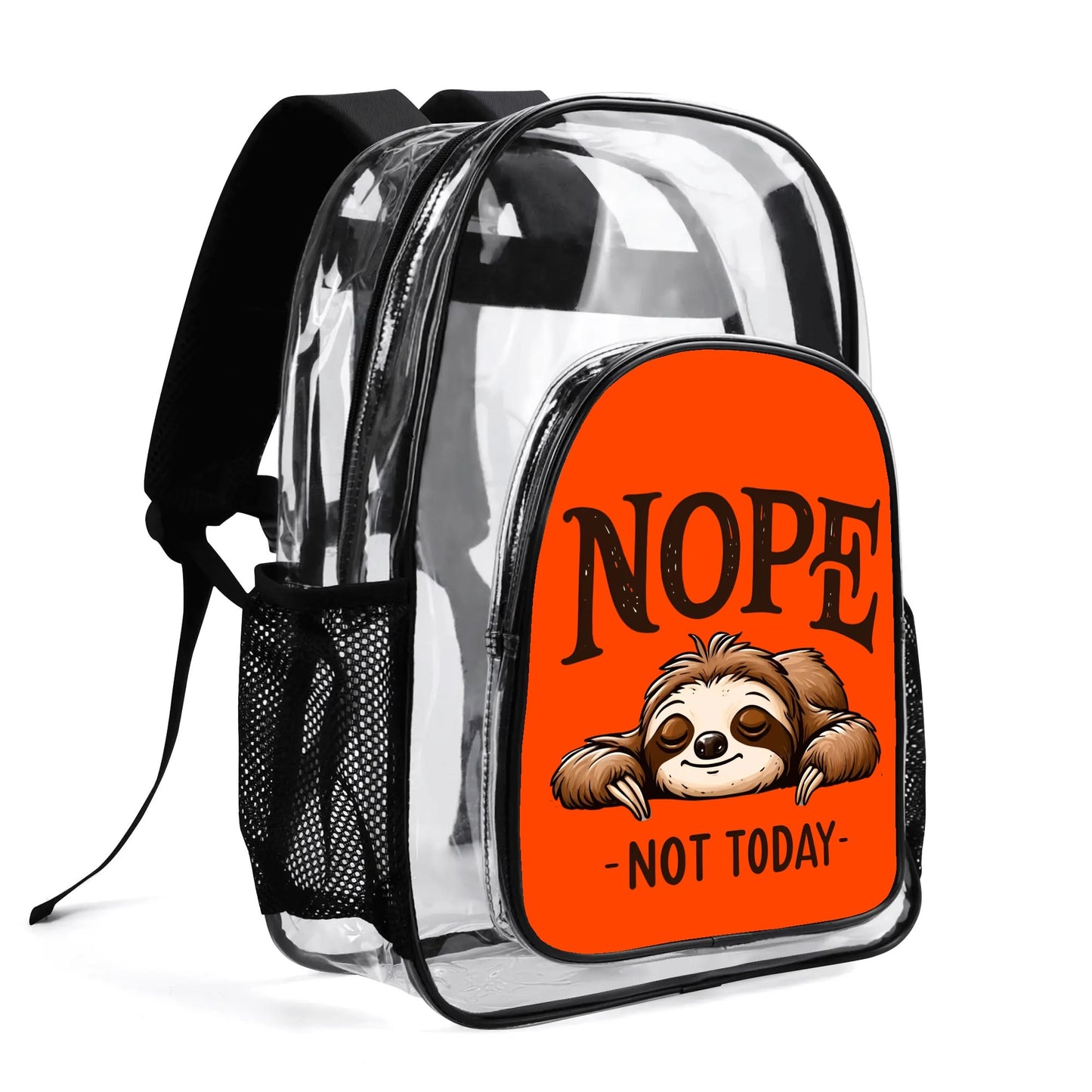 Nope Not Today - Stadium Approved Clear Backpack, Heavy Duty PVC Design for College, Work & Travel, with Adjustable Straps & Quick Security Check