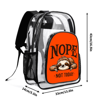 Nope Not Today - Stadium Approved Clear Backpack, Heavy Duty PVC Design for College, Work & Travel, with Adjustable Straps & Quick Security Check