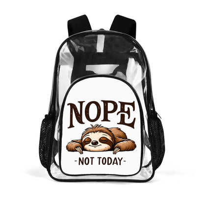 Nope Not Today - Stadium Approved Clear Backpack, Heavy Duty PVC Design for College, Work & Travel, with Adjustable Straps & Quick Security Check