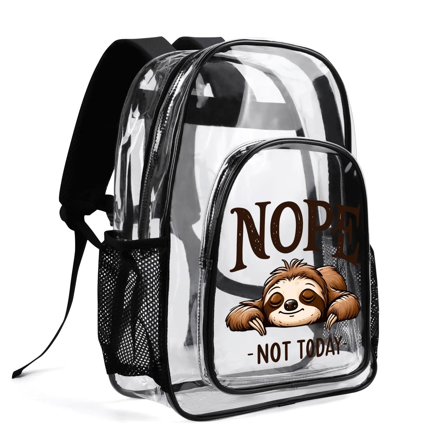 Nope Not Today - Stadium Approved Clear Backpack, Heavy Duty PVC Design for College, Work & Travel, with Adjustable Straps & Quick Security Check