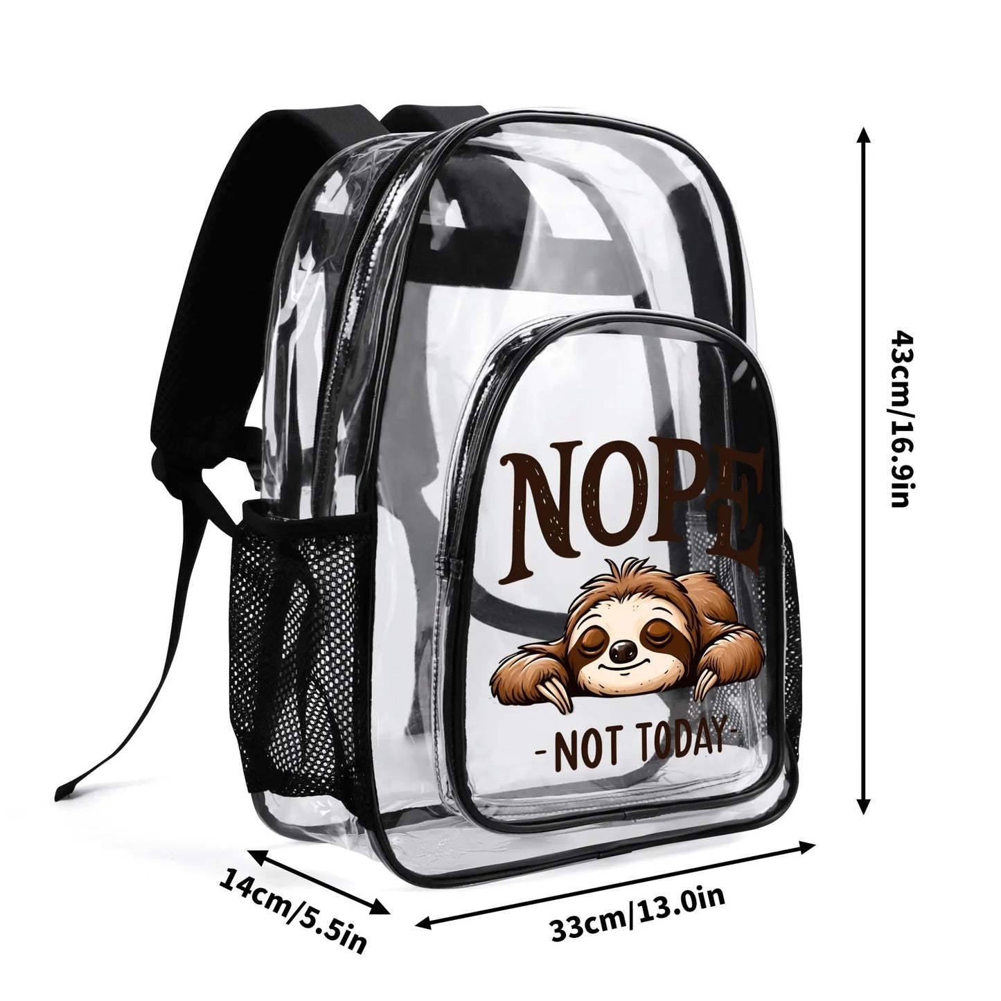 Nope Not Today - Stadium Approved Clear Backpack, Heavy Duty PVC Design for College, Work & Travel, with Adjustable Straps & Quick Security Check