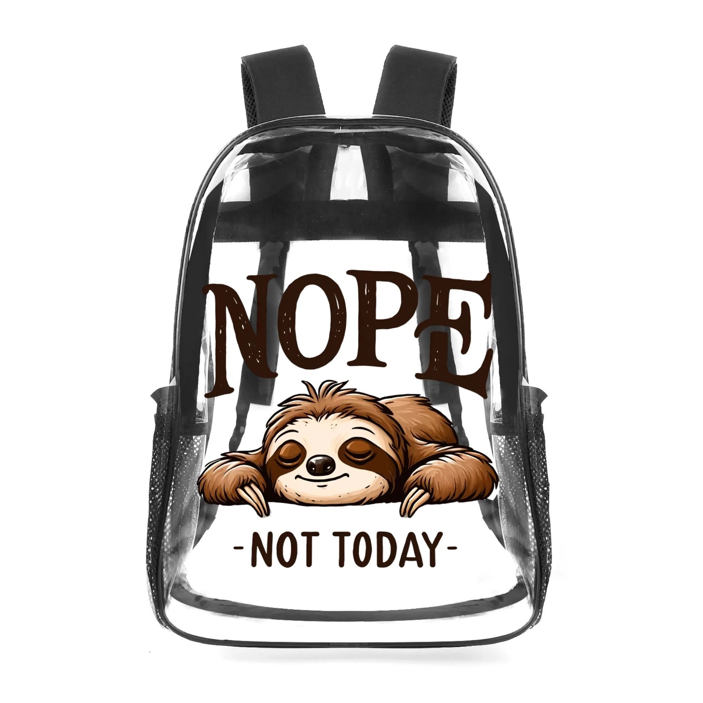 Nope Not Today - 17 Transparent See Through Backpack/Bookbag - Single Compartment