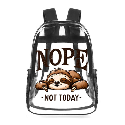 Nope Not Today - 17 Transparent See Through Backpack/Bookbag - Single Compartment