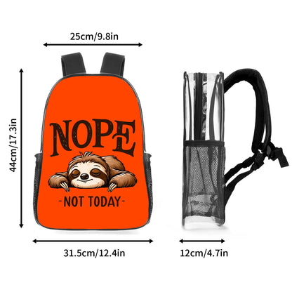 Nope Not Today - 17 Transparent See Through Backpack/Bookbag - Single Compartment