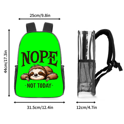 Nope Not Today - 17 Transparent See Through Backpack/Bookbag - Single Compartment