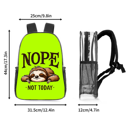 Nope Not Today - 17 Transparent See Through Backpack/Bookbag - Single Compartment