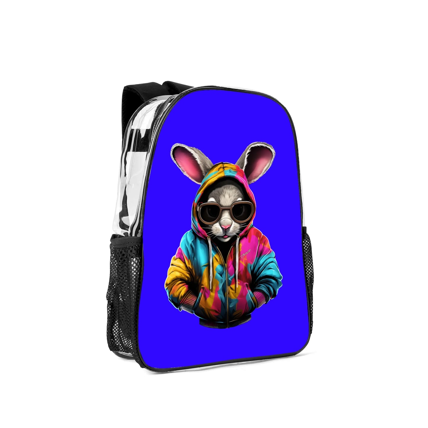 Hip Hop Rabbit - 17 Transparent See Through Backpack/Bookbag - Single Compartment