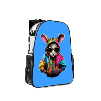 Hip Hop Rabbit - 17 Transparent See Through Backpack/Bookbag - Single Compartment