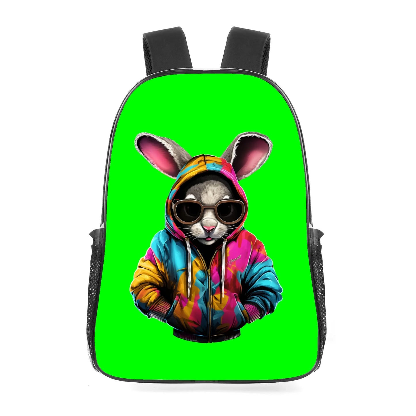 Hip Hop Rabbit - 17 Transparent See Through Backpack/Bookbag - Single Compartment