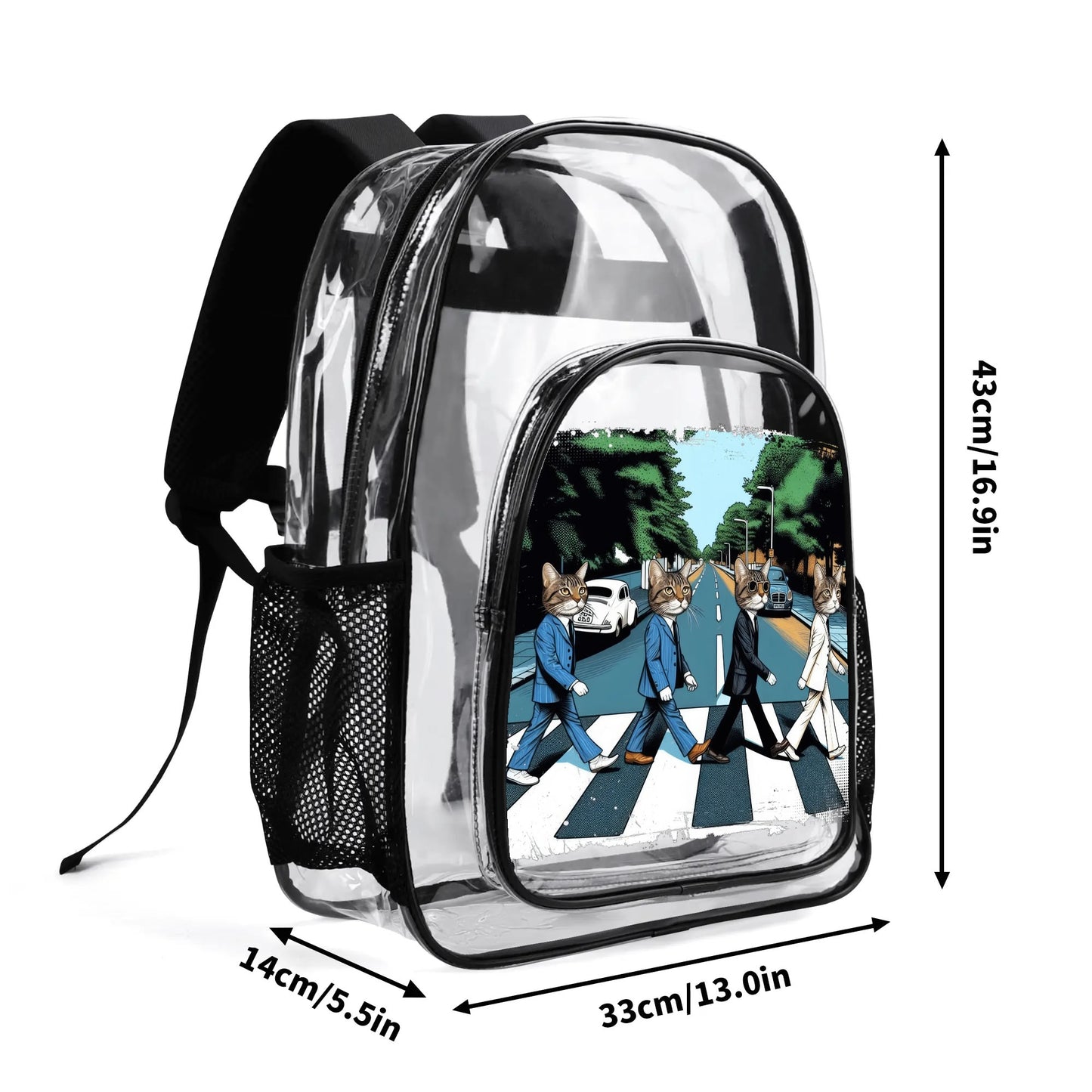 Funny Cats! - Large 17 Transparent See-Thru Backpack