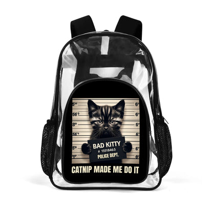 Funny Cats! - Large 17 Transparent See-Thru Backpack