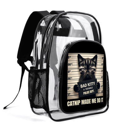 Funny Cats! - Large 17 Transparent See-Thru Backpack