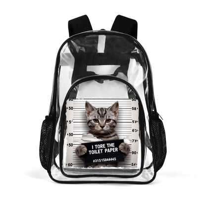 Funny Cats! - Large 17 Transparent See-Thru Backpack