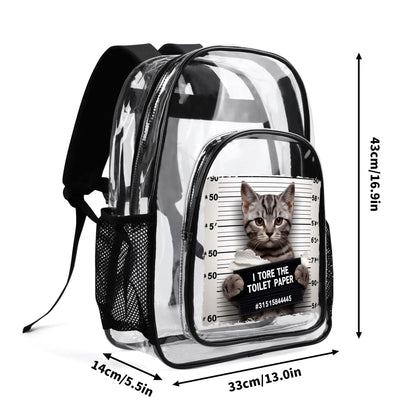 Funny Cats! - Large 17 Transparent See-Thru Backpack