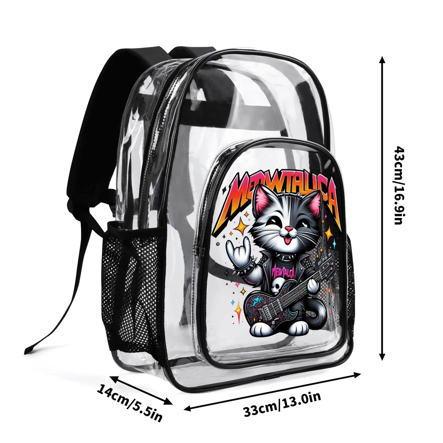 Funny Cats! - Large 17 Transparent See-Thru Backpack